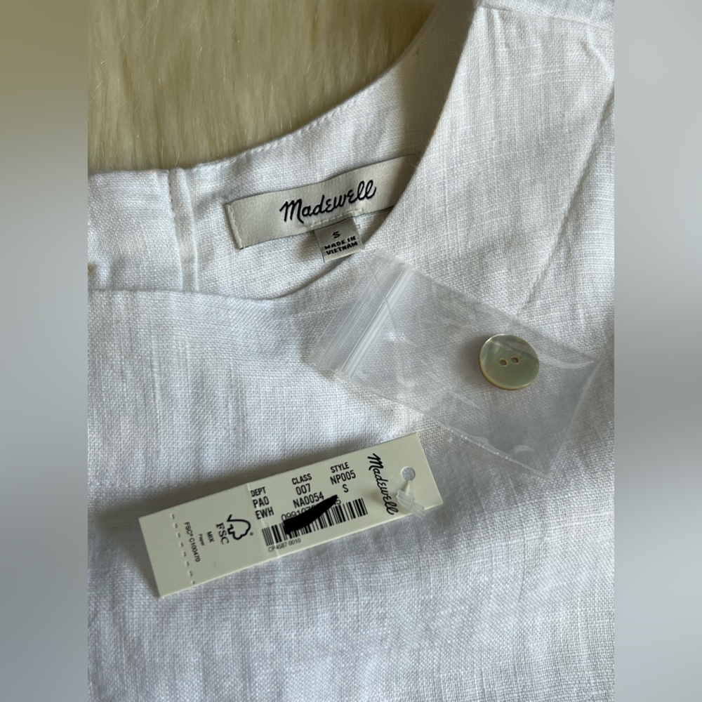 🆕Madewell Bateau-Neck Tank in 100% Linen COLOR Eyelet White Sz Small - Picture 11 of 12